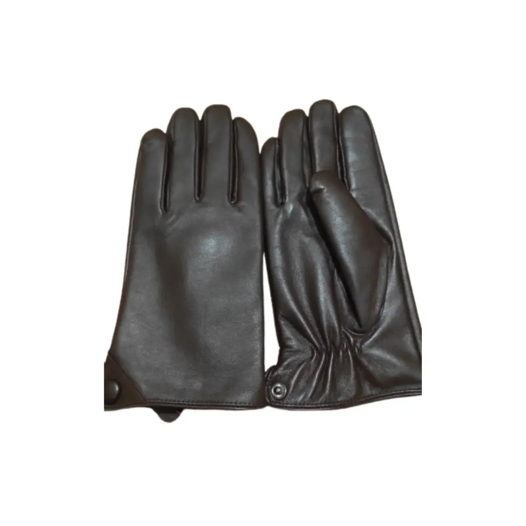 Gant cuir homme noir haut de gamme sur fond blanc.