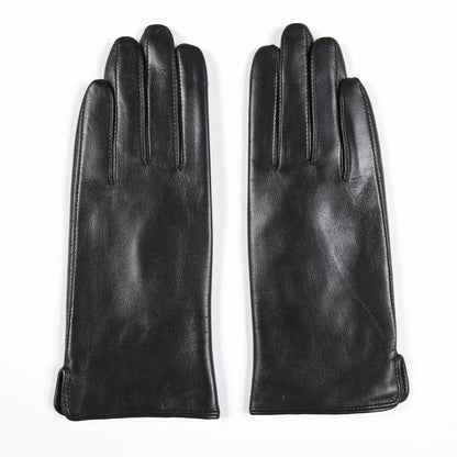 Gant en cuir noir avec doublure polaire pour femme sur fond blanc