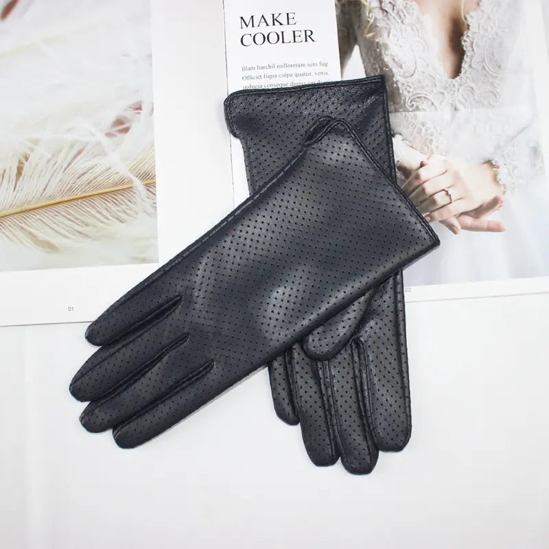 Gants cuir femmes respirants avec mailles perforées