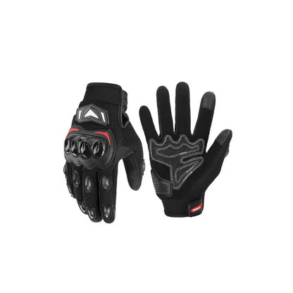 Gant moto été unisexe avec coque de protection noir sur fond blanc.