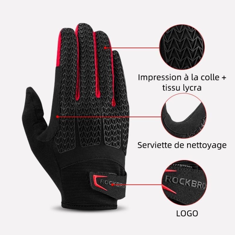 Gants vélo hiver tactile coupe-vent