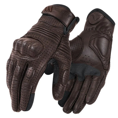 Gants moto cuir perforés avec protections renforcées