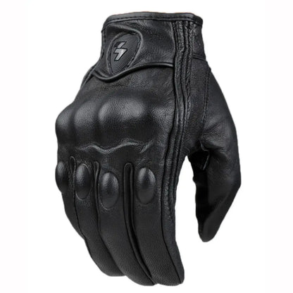 Gants moto cuir noirs renforcés avec éclair