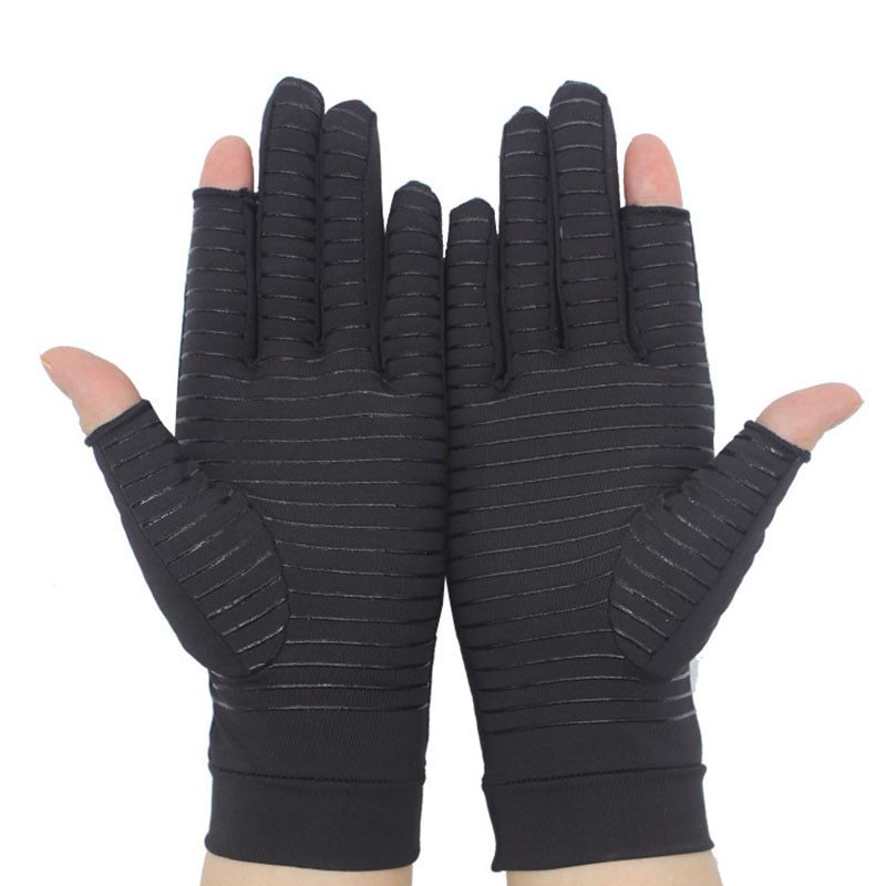 Gants de compression noirs à 2 doigts avec paume antidérapante