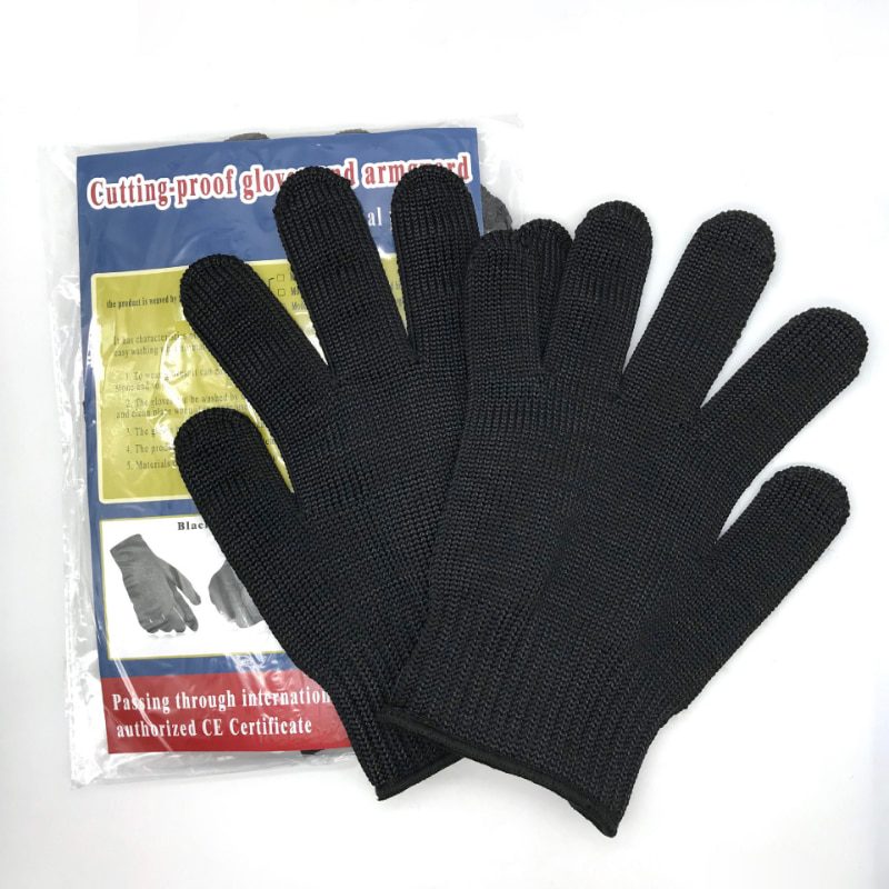 Guantes de cota de malla negros resistentes a los cortes