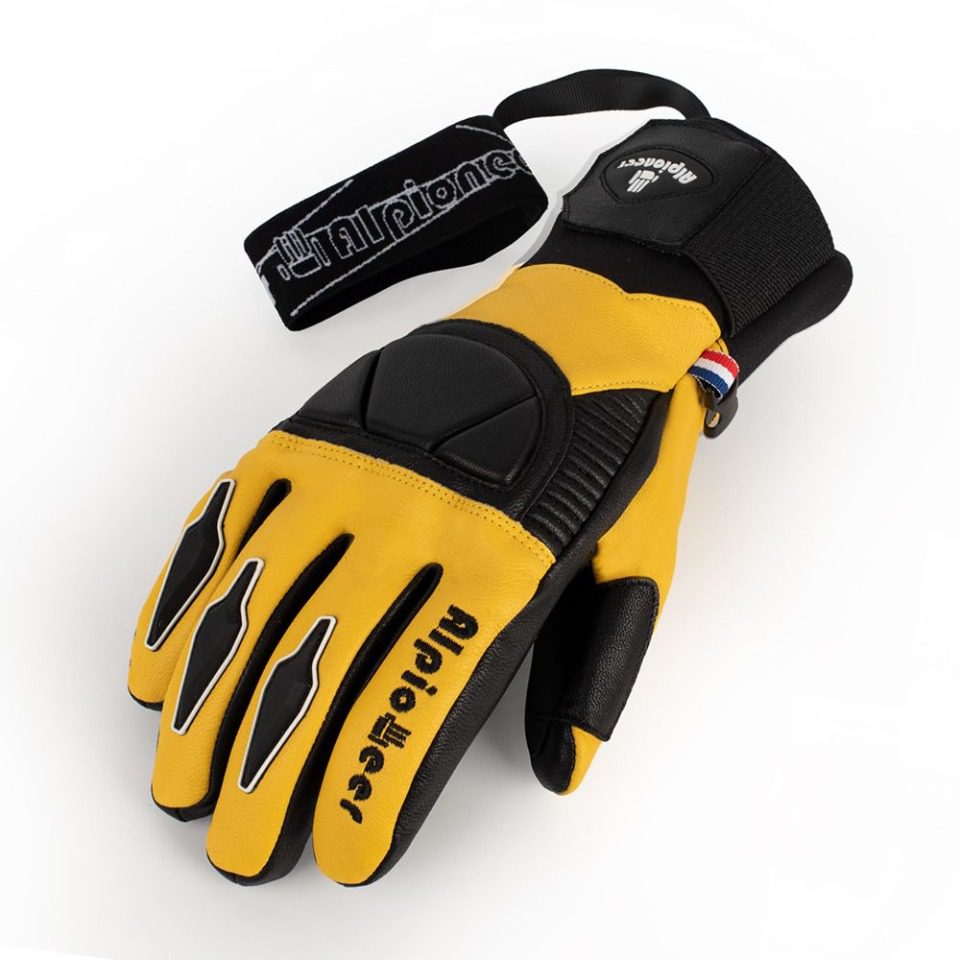 Men's thermal leather ski gloves